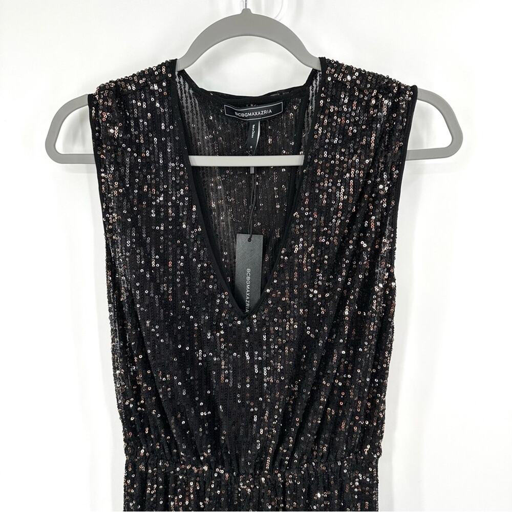 BCBG Max Azria sequin formal jumpsuit in black copper combo Size S
